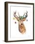 Deer with Holly and Ornaments-Lanie Loreth-Framed Art Print