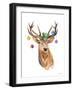 Deer with Holly and Ornaments-Lanie Loreth-Framed Art Print