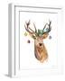 Deer with Holly and Ornaments-Lanie Loreth-Framed Art Print