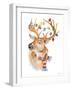 Deer with Lights and Scarf-Lanie Loreth-Framed Art Print