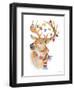 Deer with Lights and Scarf-Lanie Loreth-Framed Art Print