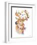Deer with Lights and Scarf-Lanie Loreth-Framed Art Print