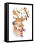 Deer with Lights and Scarf-Lanie Loreth-Framed Stretched Canvas