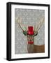 Deer with Red Hat and Moustache-Fab Funky-Framed Art Print