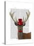 Deer with Red Top Hat and Moustache-Fab Funky-Stretched Canvas