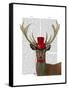 Deer with Red Top Hat and Moustache-Fab Funky-Framed Stretched Canvas