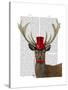 Deer with Red Top Hat and Moustache-Fab Funky-Stretched Canvas