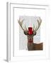 Deer with Red Top Hat and Moustache-Fab Funky-Framed Art Print