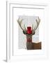 Deer with Red Top Hat and Moustache-Fab Funky-Framed Art Print