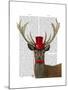 Deer with Red Top Hat and Moustache-Fab Funky-Mounted Art Print