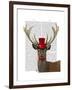 Deer with Red Top Hat and Moustache-Fab Funky-Framed Art Print