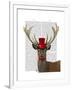 Deer with Red Top Hat and Moustache-Fab Funky-Framed Art Print