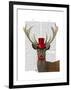 Deer with Red Top Hat and Moustache-Fab Funky-Framed Art Print