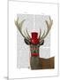 Deer with Red Top Hat and Moustache-Fab Funky-Mounted Art Print