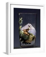 Deers in Mountain Landscape, Enameled Glass, Austria, Early 20th Century-null-Framed Giclee Print
