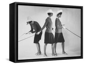 Dees Triplets Modeling Look Alike Outfits-Nina Leen-Framed Stretched Canvas