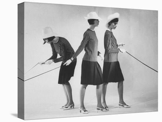 Dees Triplets Modeling Look Alike Outfits-Nina Leen-Stretched Canvas