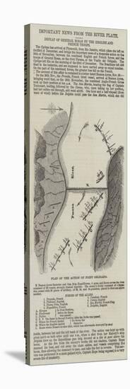 Defeat of General Rosas by the English and French Troops, Plan of the Action of Point Obligado-null-Stretched Canvas