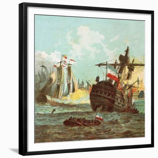 Defeat of the Dutch Fleet-English-Framed Giclee Print