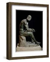 Defeated Boxer Resting after a Fight - Bronze Sculpture-null-Framed Photographic Print