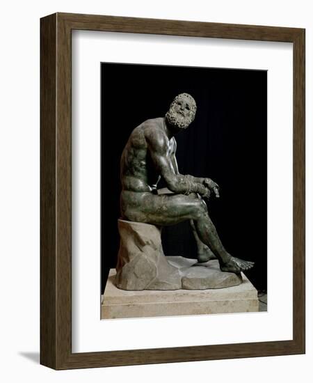 Defeated Boxer Resting after a Fight - Bronze Sculpture-null-Framed Photographic Print