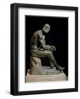 Defeated Boxer Resting after a Fight - Bronze Sculpture-null-Framed Photographic Print