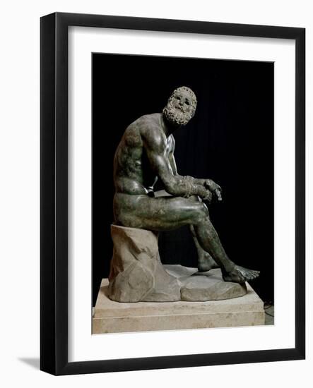 Defeated Boxer Resting after a Fight - Bronze Sculpture-null-Framed Photographic Print