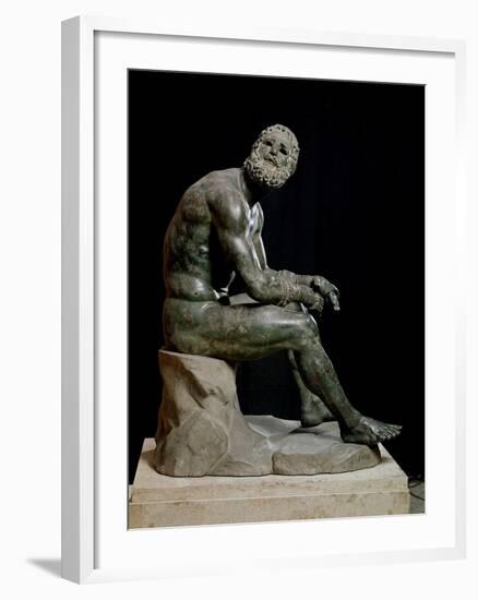 Defeated Boxer Resting after a Fight - Bronze Sculpture-null-Framed Photographic Print