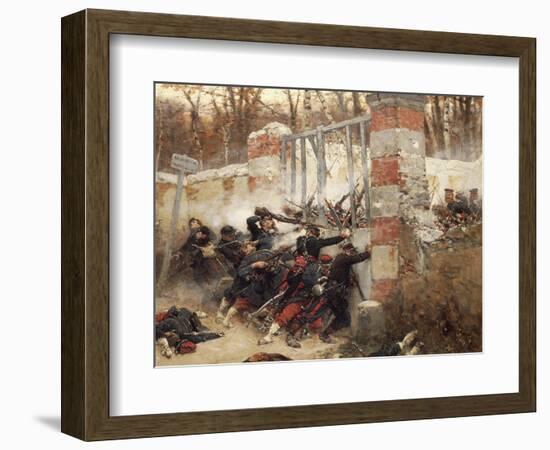 Defence of Longboyau's Gate, Chateau of Buzenval, October 21, 1870-Alphonse De Neuville-Framed Giclee Print