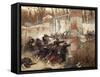 Defence of Longboyau's Gate, Chateau of Buzenval, October 21, 1870-Alphonse De Neuville-Framed Stretched Canvas