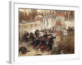 Defence of Longboyau's Gate, Chateau of Buzenval, October 21, 1870-Alphonse De Neuville-Framed Giclee Print