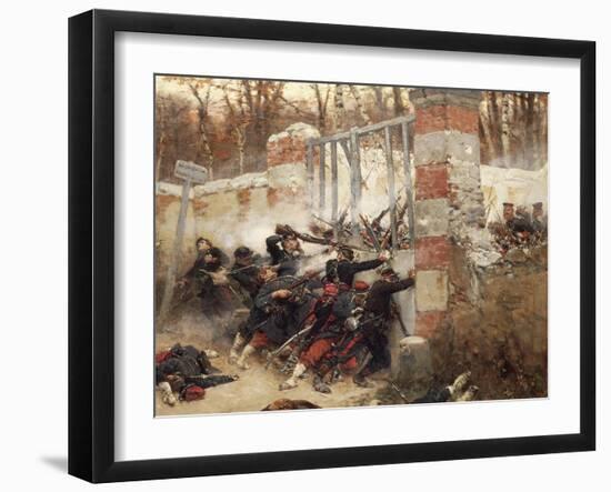 Defence of Longboyau's Gate, Chateau of Buzenval, October 21, 1870-Alphonse De Neuville-Framed Giclee Print