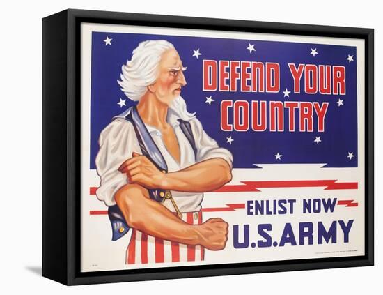 Defend Your Country, Enlist Now Us Army Wwii Poster-null-Framed Stretched Canvas