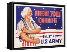 Defend Your Country, Enlist Now Us Army Wwii Poster-null-Framed Stretched Canvas