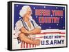 Defend Your Country, Enlist Now Us Army Wwii Poster-null-Framed Stretched Canvas