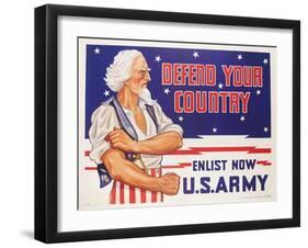 Defend Your Country, Enlist Now Us Army Wwii Poster-null-Framed Giclee Print