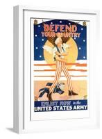 Defend Your Country Recruitment Poster-Tom Woodburn-Framed Giclee Print