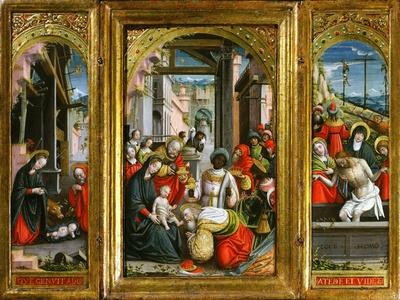 Nativity; Adoration of the Magi and Christ at the Sepulchre; Triptych, 1523 (Inv 1040)