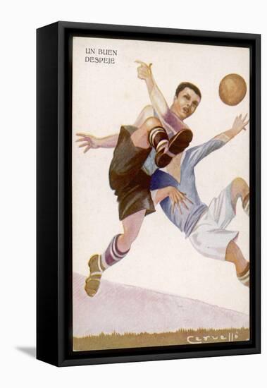 Defender Successfully Clears the Ball out of Danger-null-Framed Stretched Canvas