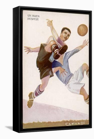 Defender Successfully Clears the Ball out of Danger-null-Framed Stretched Canvas