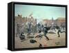 Defending the Fort: Indians Attack a U.S. Cavalry Post in the 1870S-Charles Schreyvogel-Framed Stretched Canvas