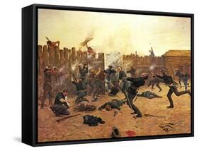 Defending the Stockade-Charles Shreyvogel-Framed Stretched Canvas