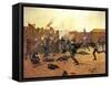 Defending the Stockade-Charles Shreyvogel-Framed Stretched Canvas