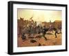 Defending the Stockade-Charles Shreyvogel-Framed Art Print