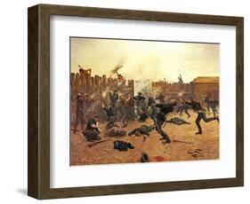 Defending the Stockade-Charles Shreyvogel-Framed Art Print