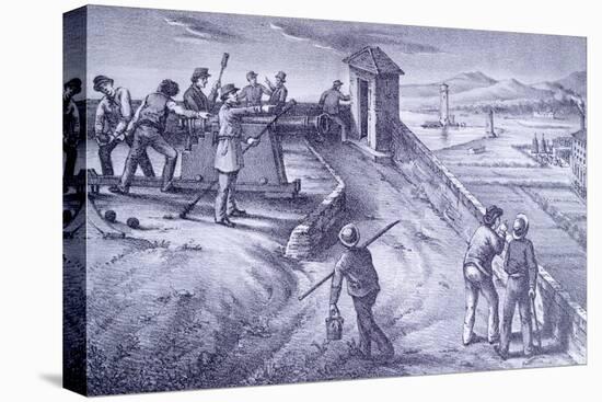 Defense of Livorno from Fort San Pietro-Giovanni Fattori-Stretched Canvas