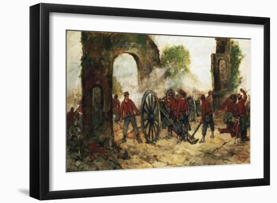 Defense of Porta Capuana or Battle of Volturno, 1860-Giovanni Fattori-Framed Giclee Print