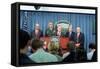 Defense Sec. Donald Rumsfeld Speaks to Press on Sept. 11, 2001-null-Framed Stretched Canvas