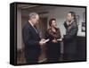 Defense Secretary Dick Cheney Administering Oath of Office to Colin Powell-Helene Stikkel-Framed Stretched Canvas