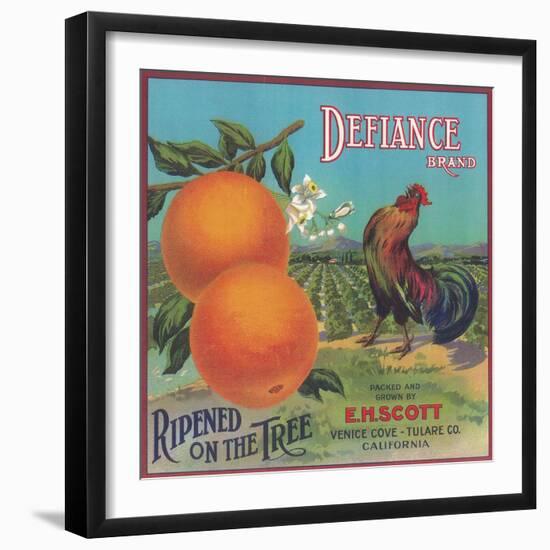 Defiance Orange Label - Venice Cove, CA-Lantern Press-Framed Art Print